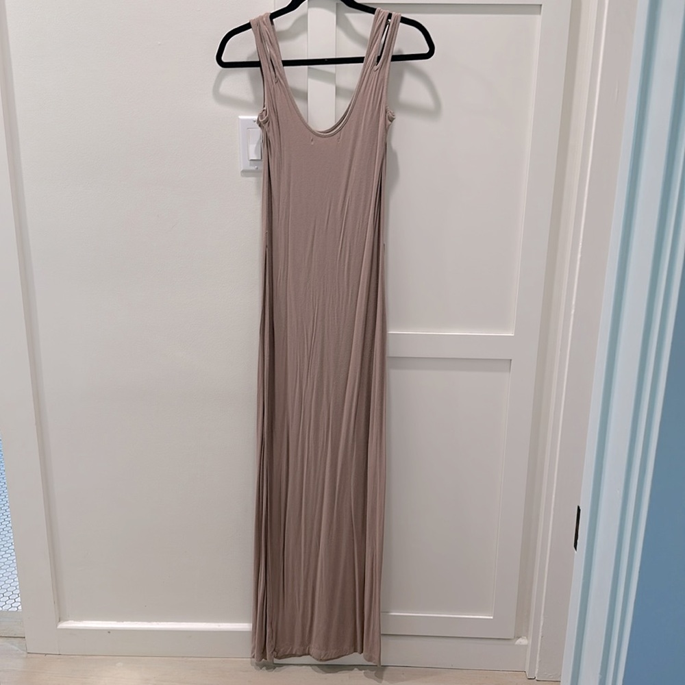 Taupe Flowy Maxi Dress with Cutout Straps